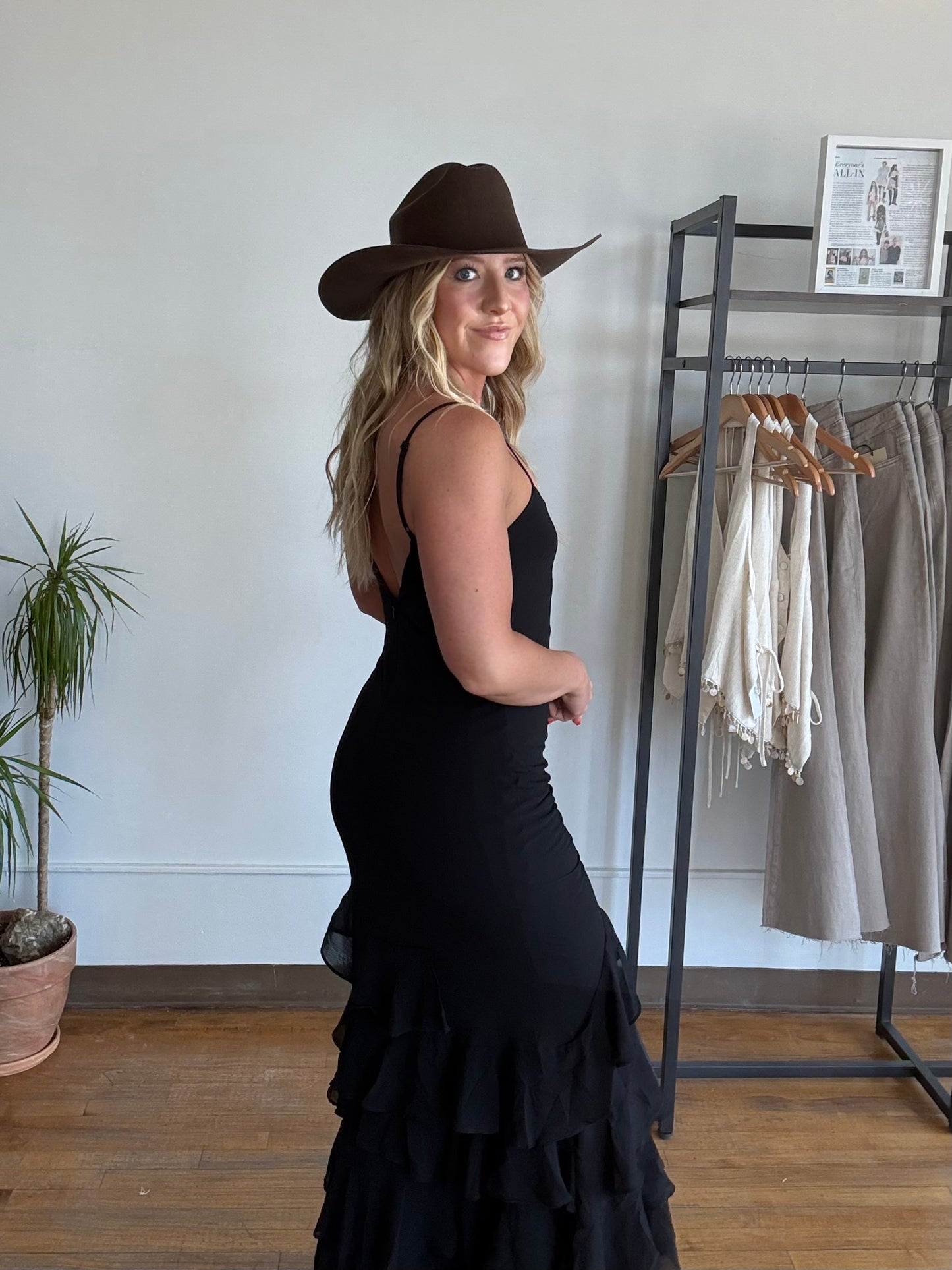 Black Coyote Ruffle Maxi