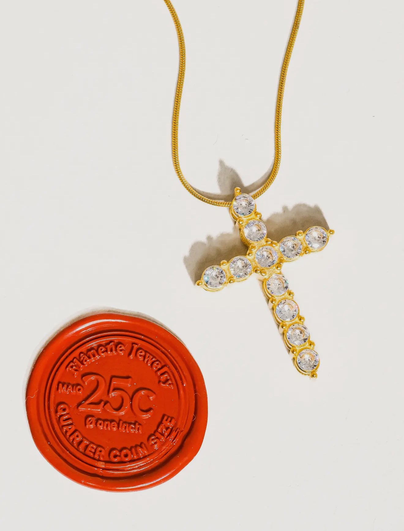 Raeven 18K Gold Non-Tarnish Cz Cross Necklace