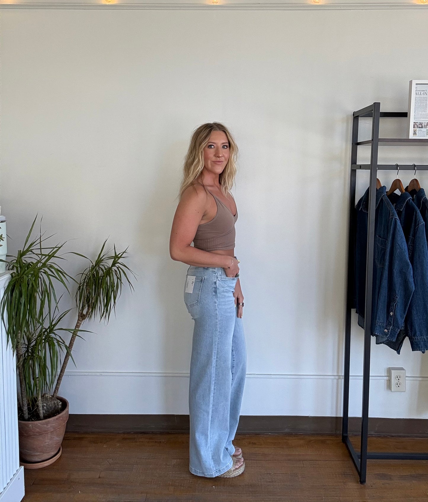 Olivia High Rise Full Length Wide Leg Jeans
