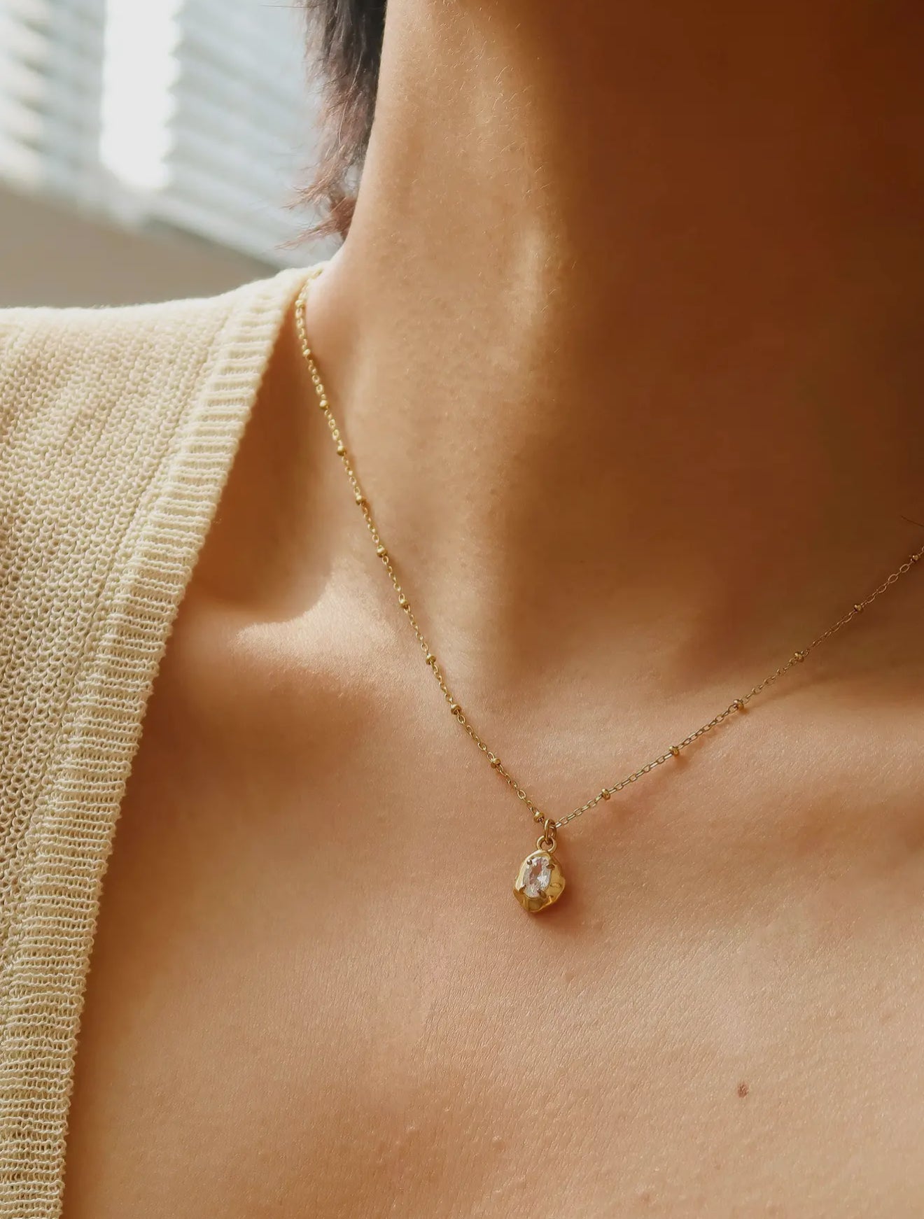 Ryleigh 18K Gold Non-Tarnish Petite Cz Necklace
