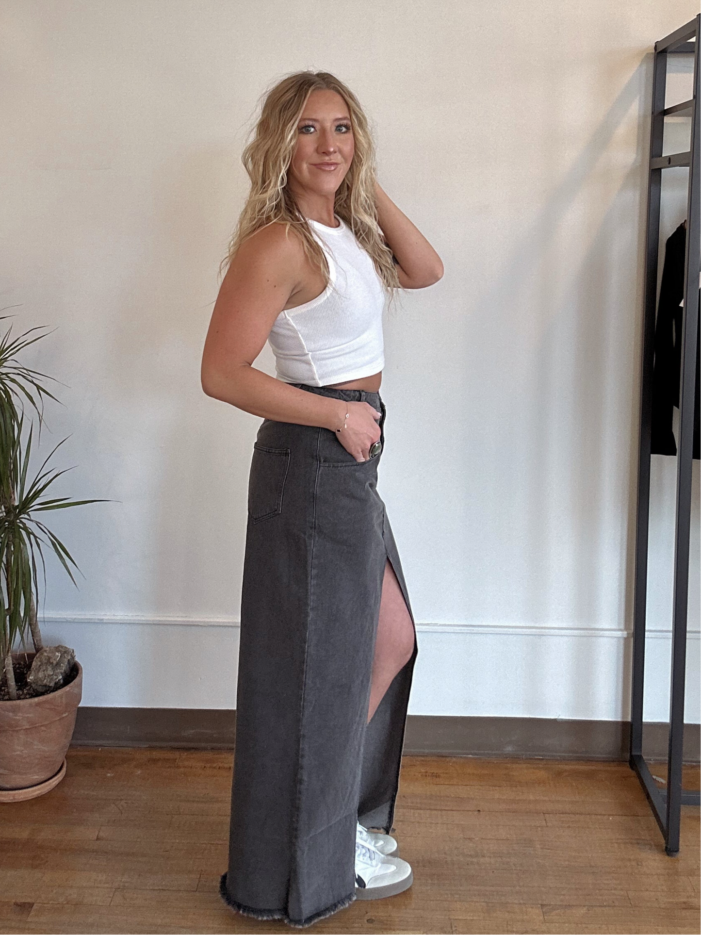 Shasta Washed Denim Maxi Skirt