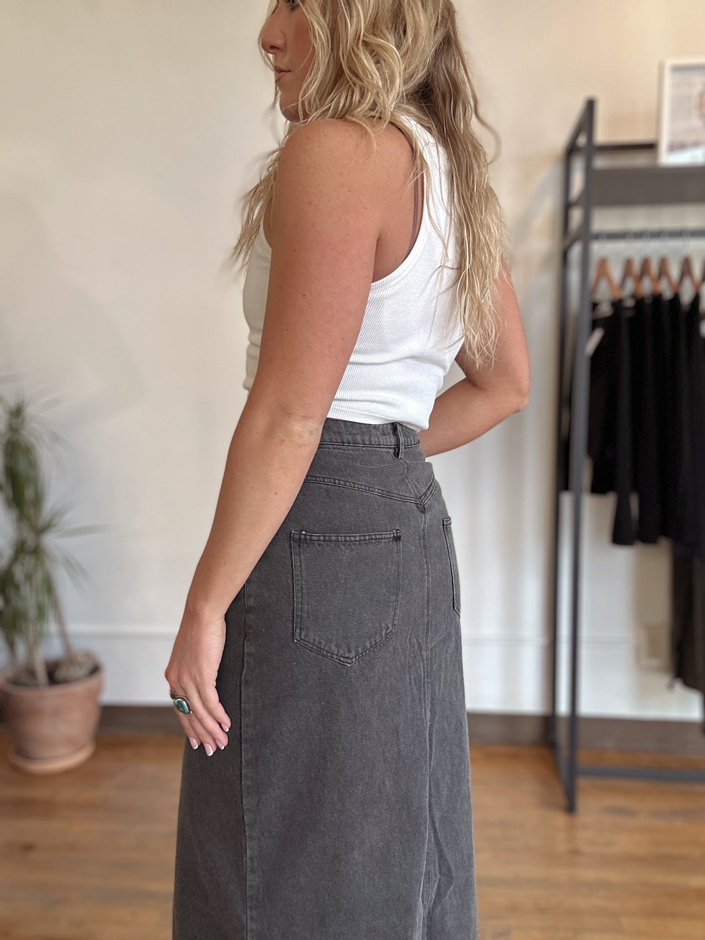 Shasta Washed Denim Maxi Skirt