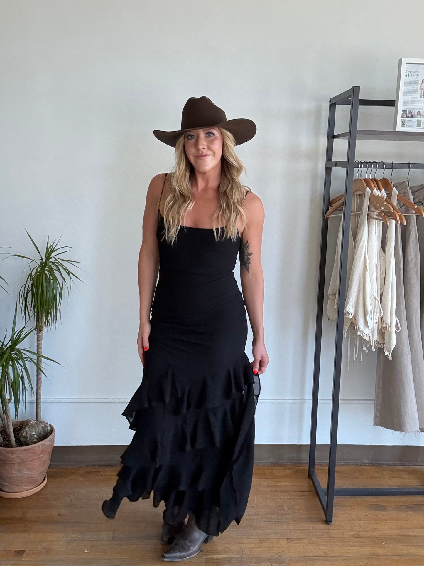 Black Coyote Ruffle Maxi