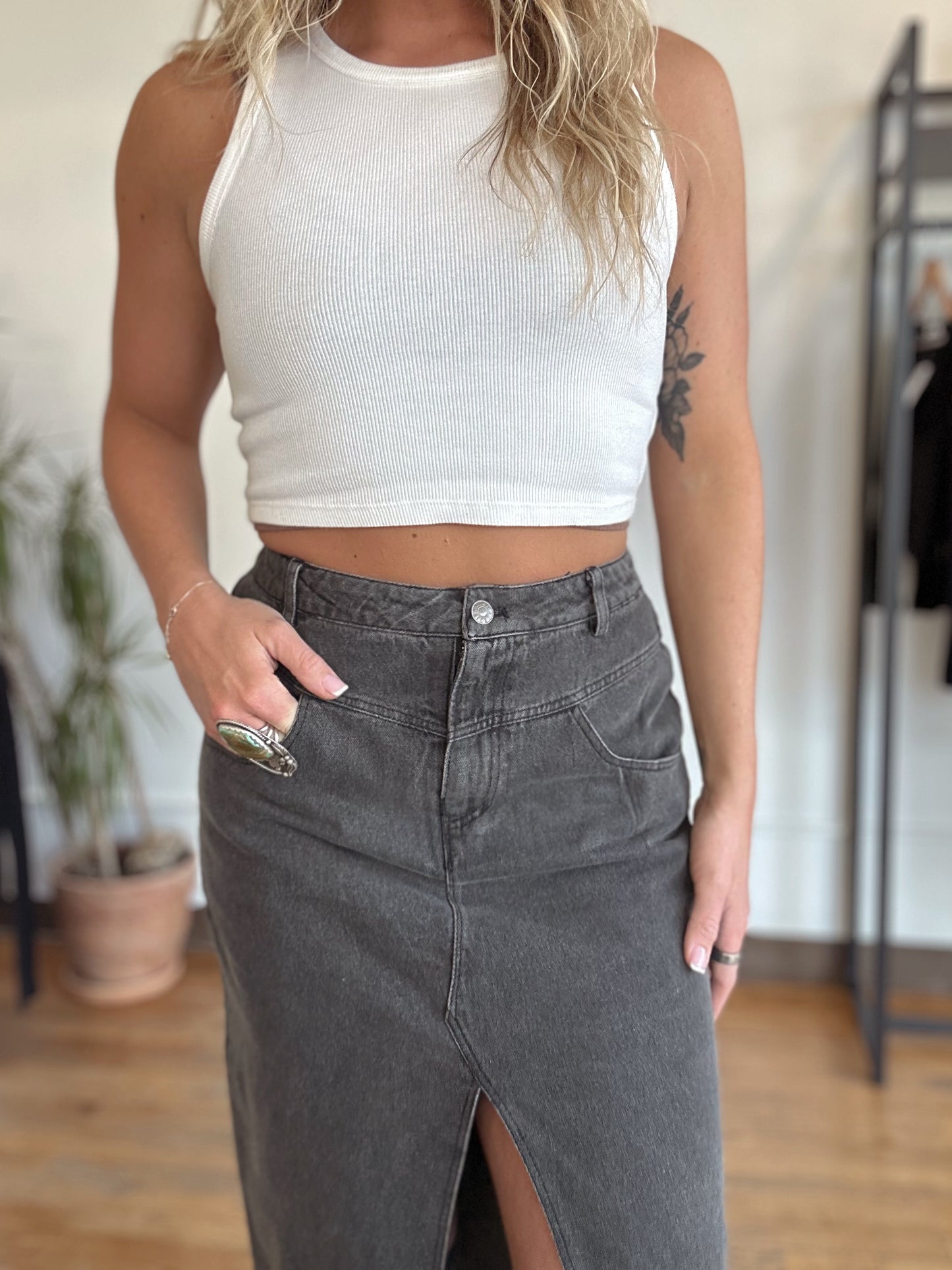 Shasta Washed Denim Maxi Skirt