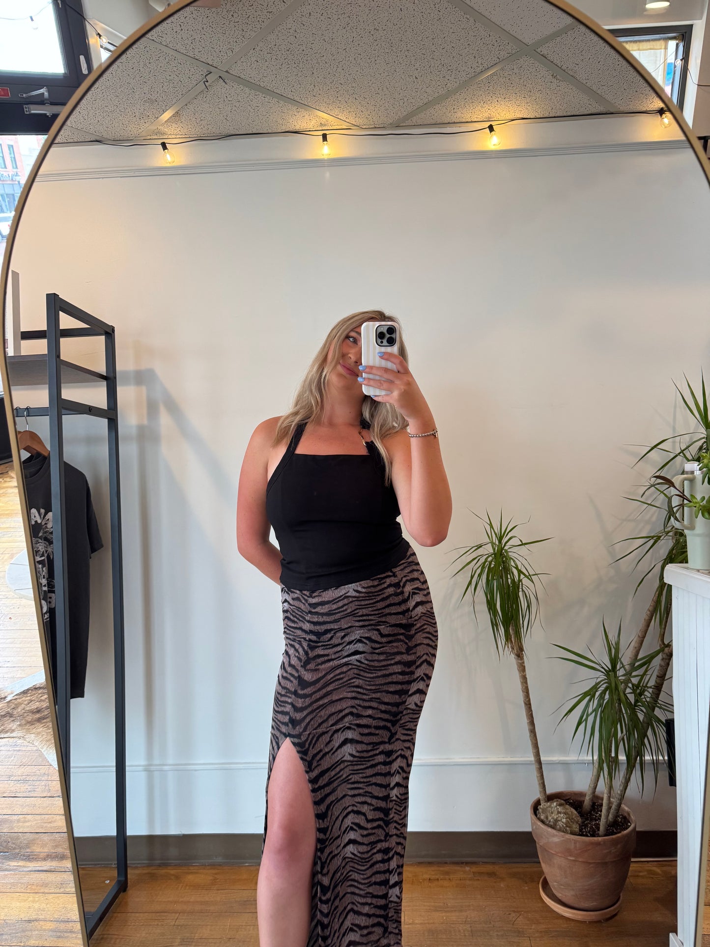 Tiger Print Low Waist Maxi Skirt
