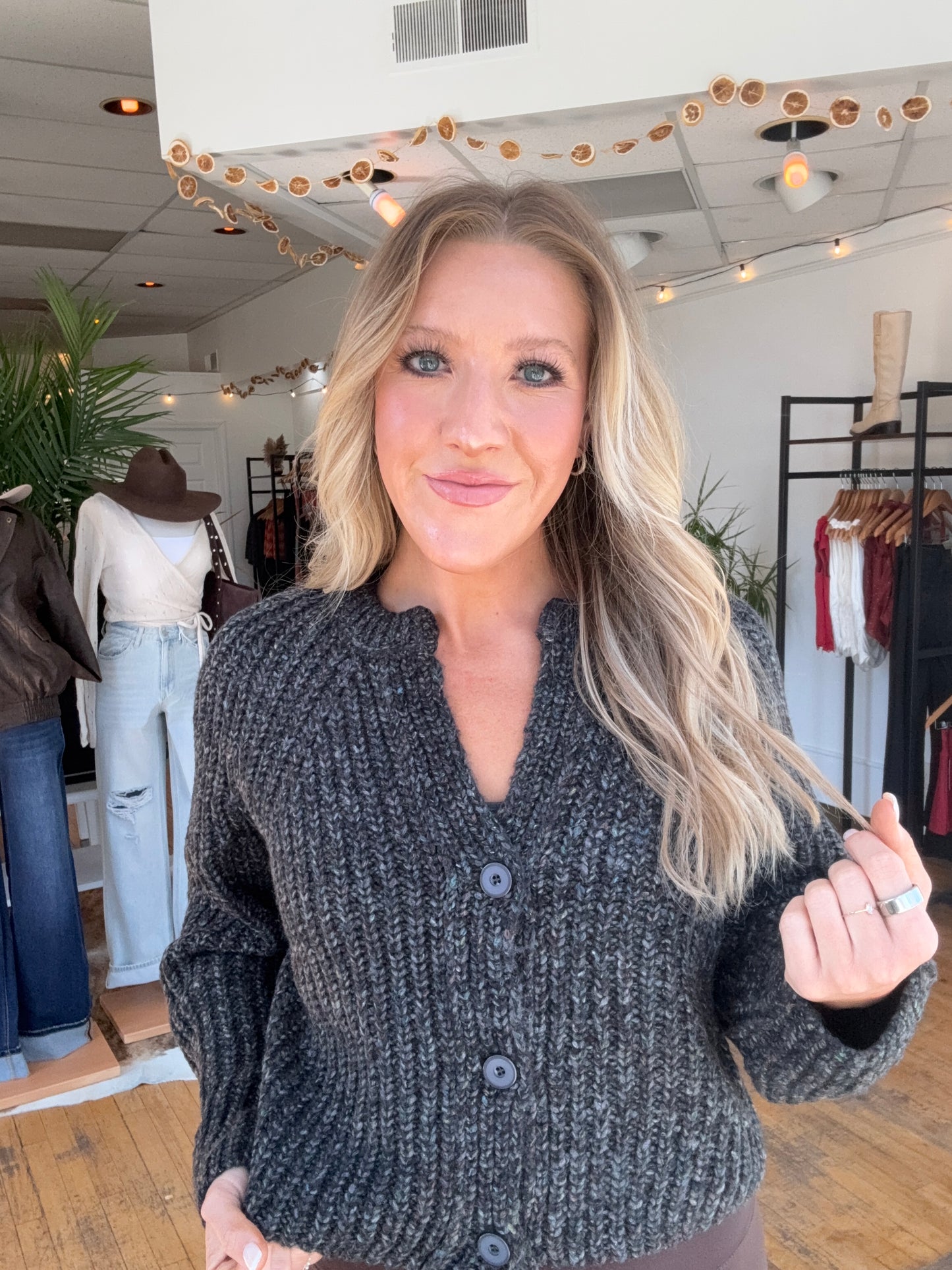Confetti Button-Front Cardigan Sweater