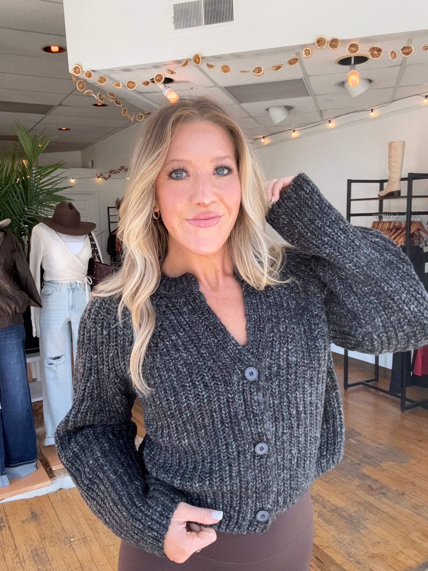 Confetti Button-Front Cardigan Sweater