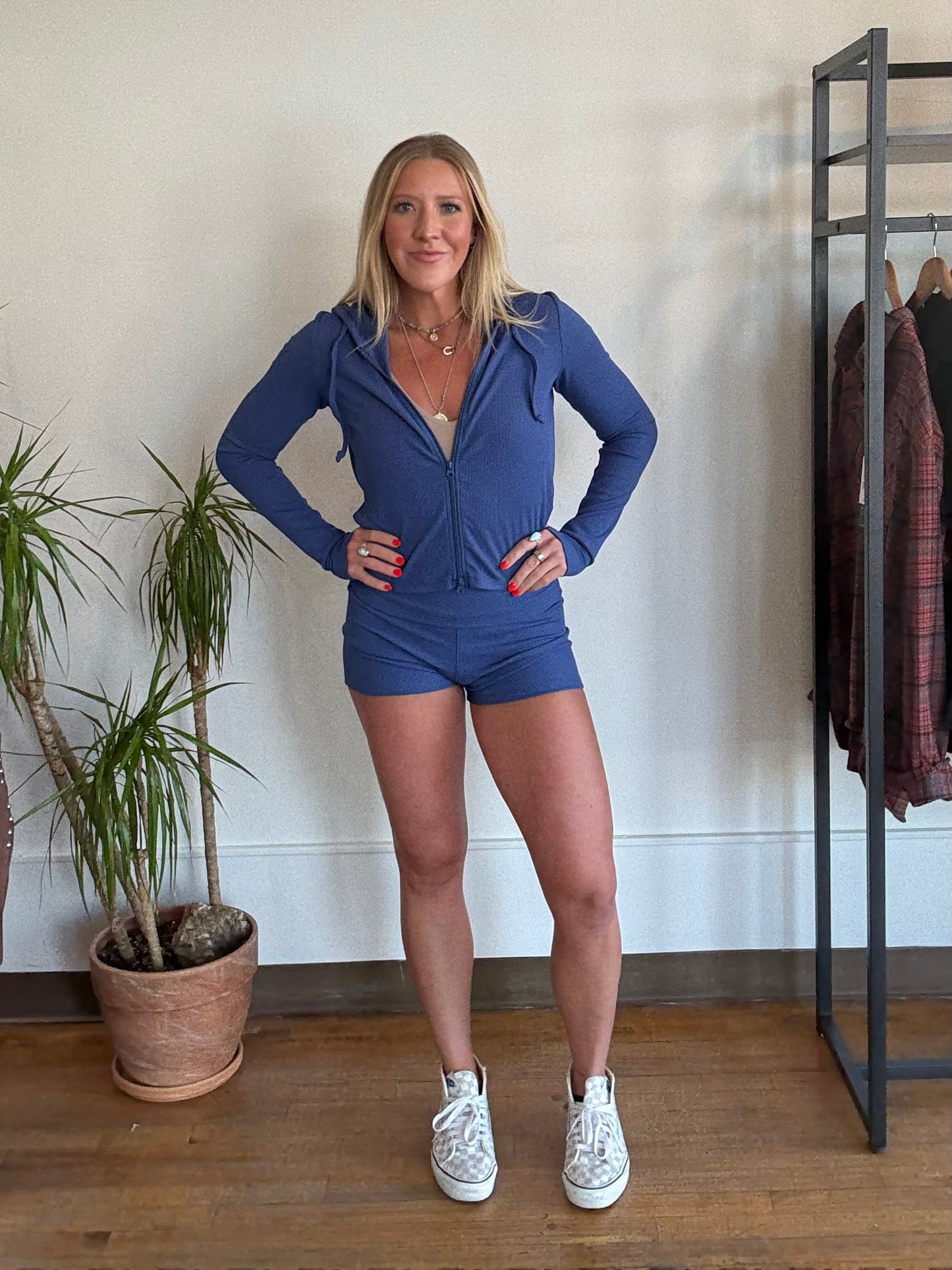 Cobalt Ribbed Lounge Short