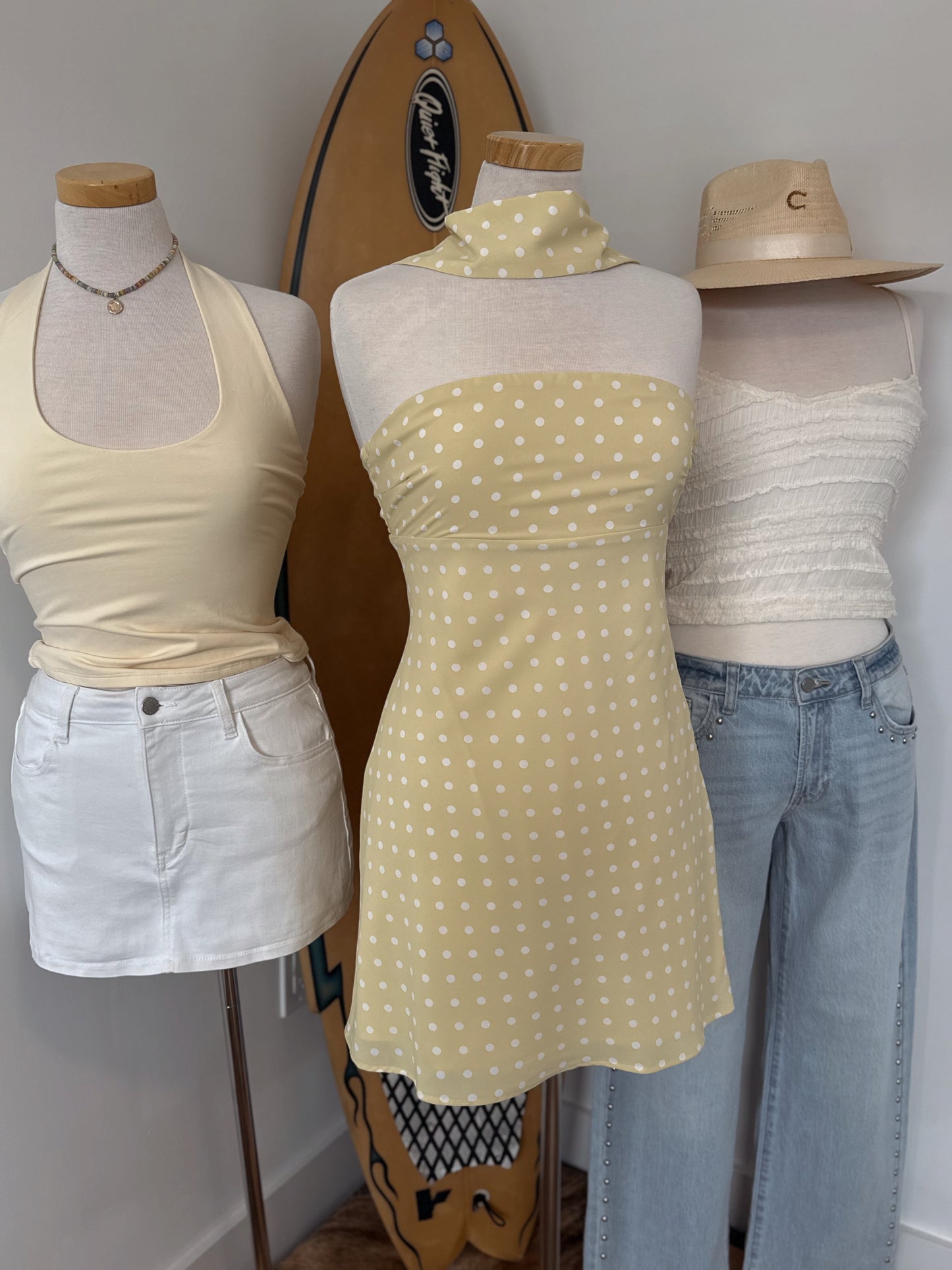 Butter & White Polka Dot Mini Dress