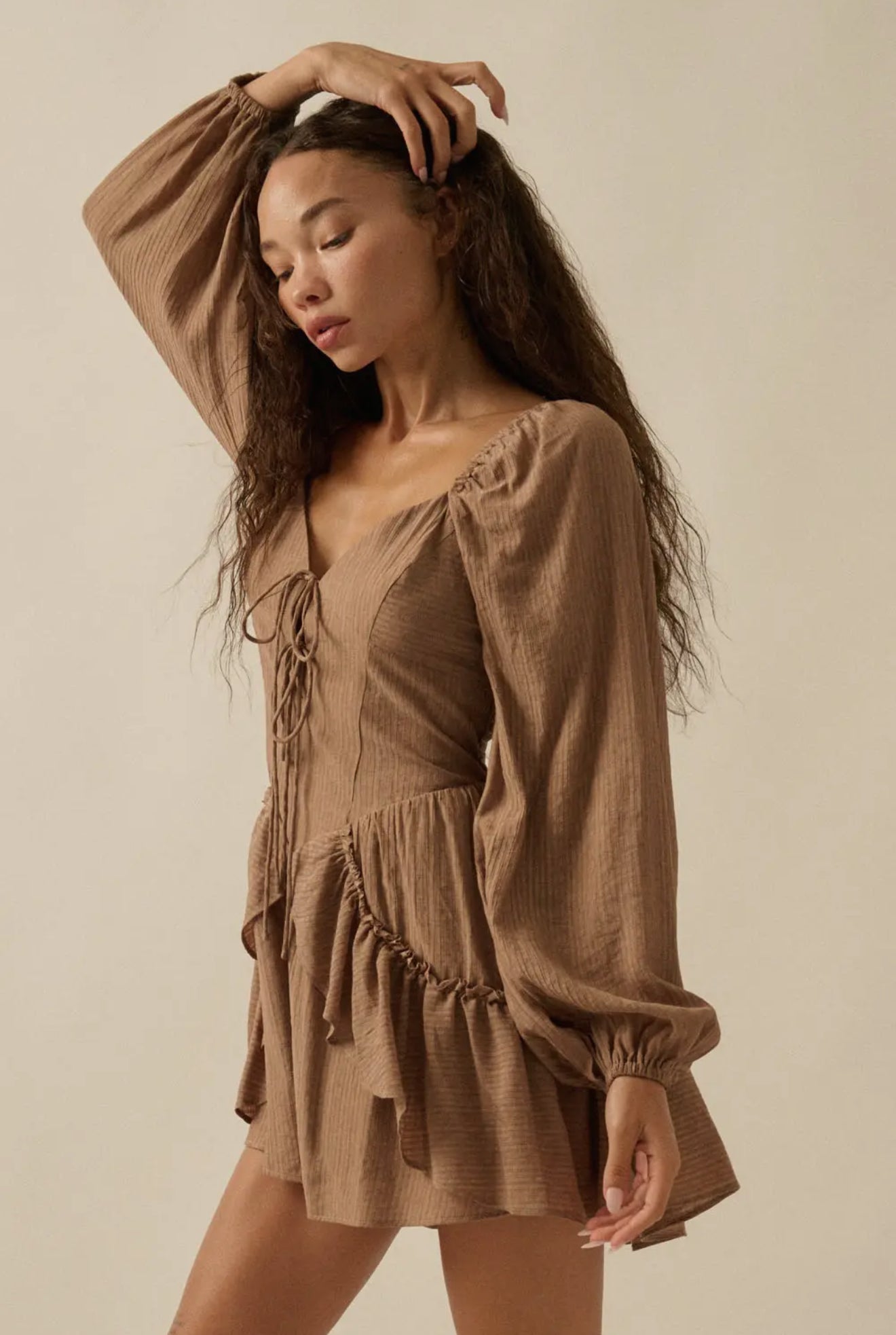 Sedona Ruffled Tie-Front Peasant Romper