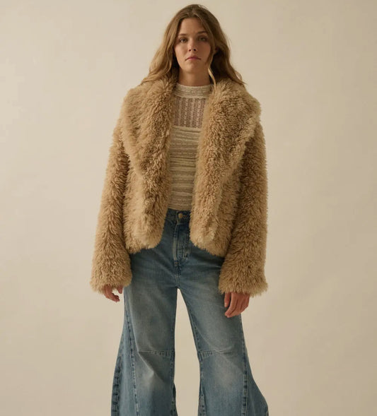 Faux Fur Shawl-Collar Jacket