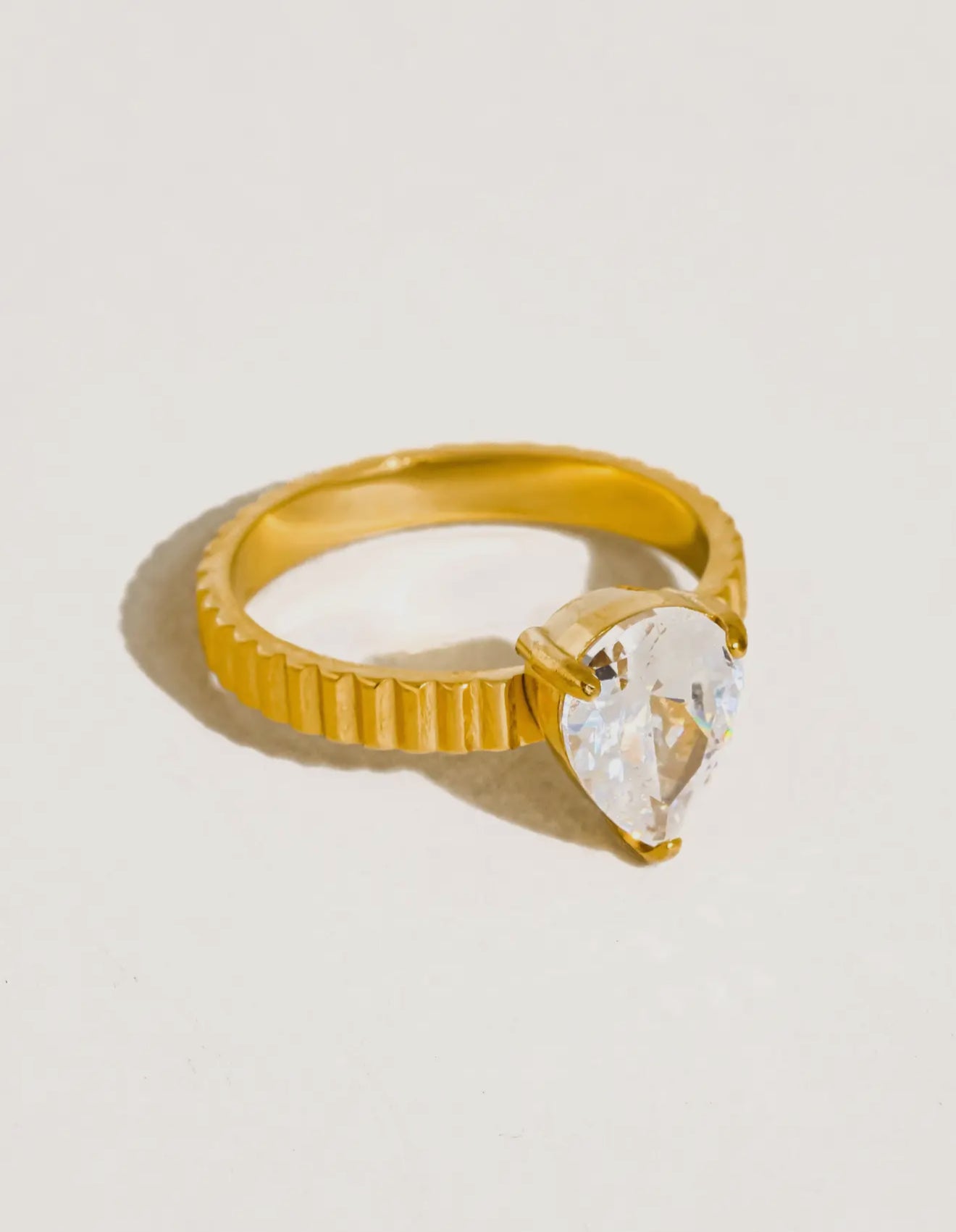 Emberlace 18K Gold Non-Tarnish Statement Pear Stone Ring