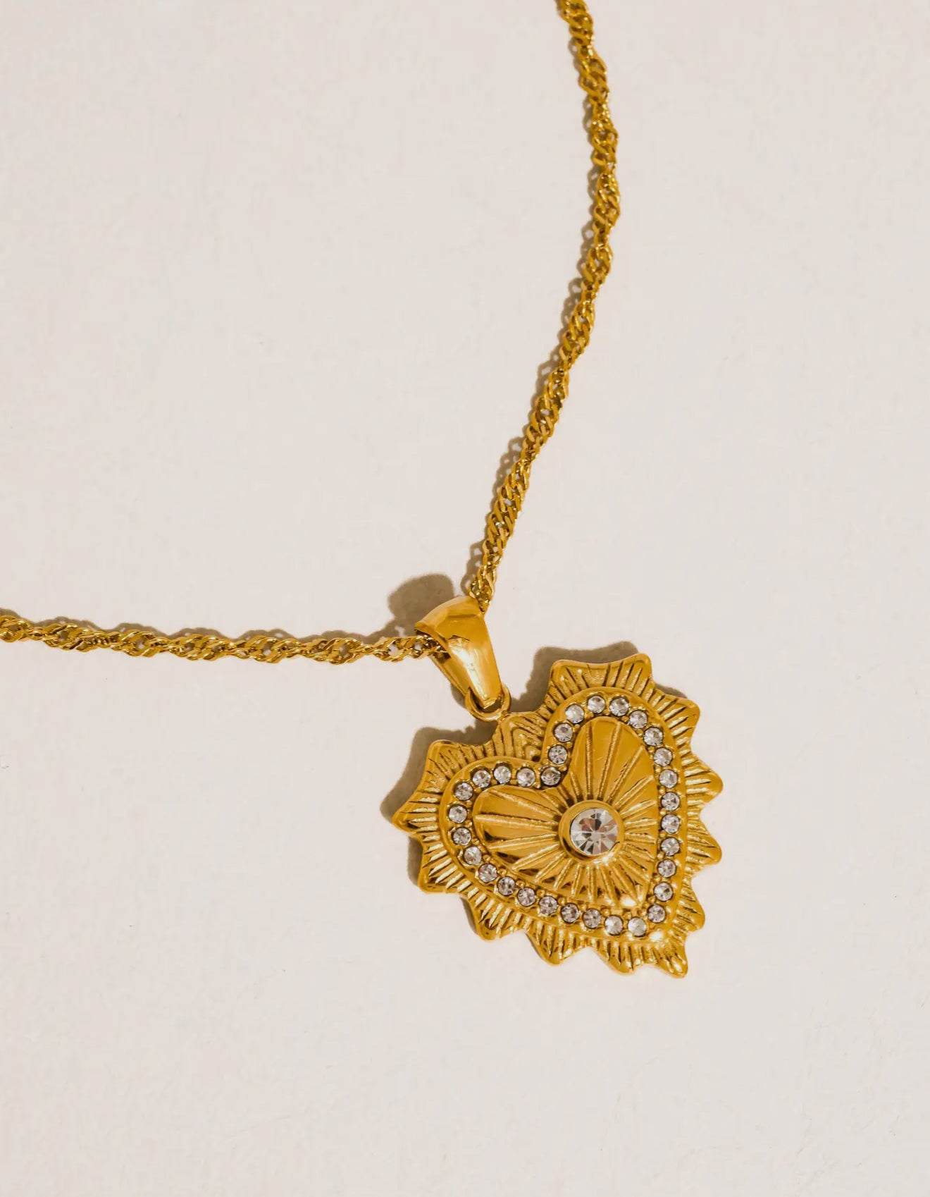 Valea 18K Gold Non-Tarnish Cz Heart Pendant Necklace