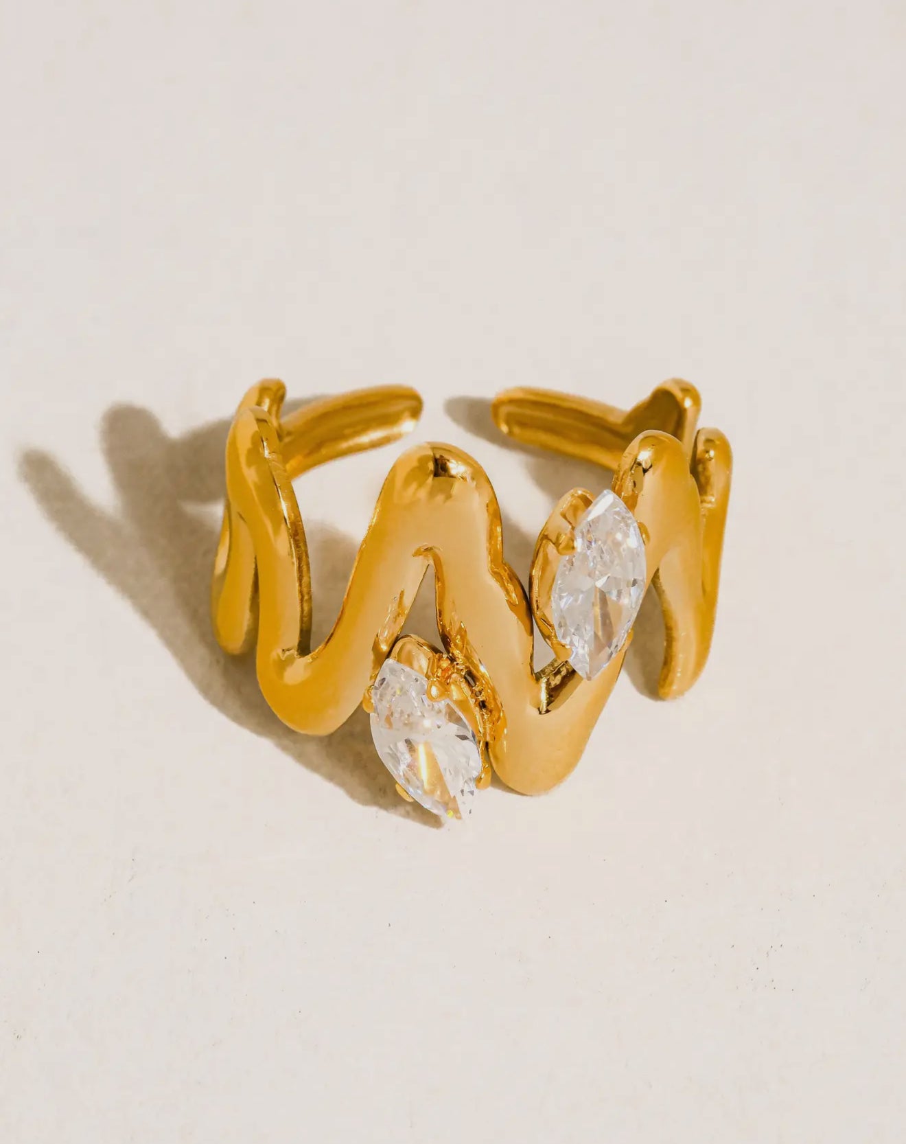 Lumi 18K Gold Non-Tarnish Abstract Cz Open Ring