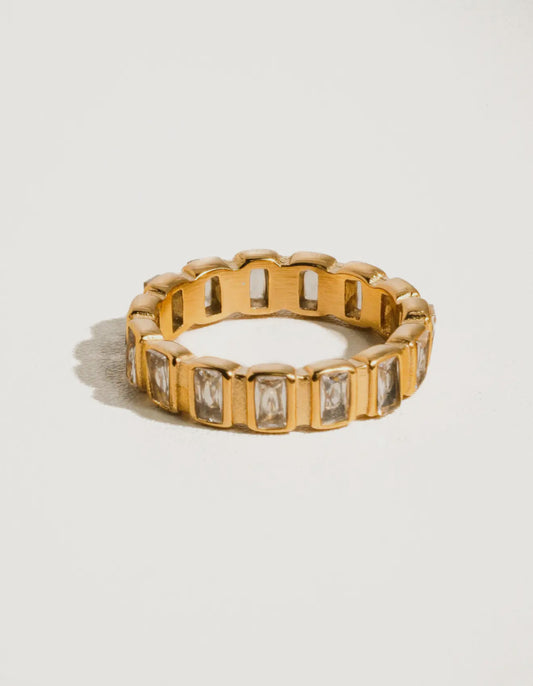 Sterling Gold Non-Tarnish Gold Rhinestone Ring