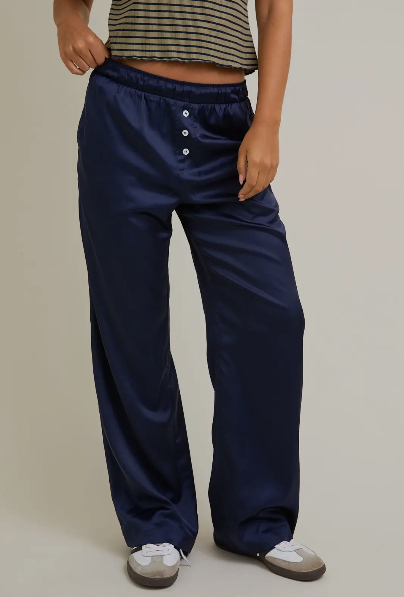 Navy Satin Pant