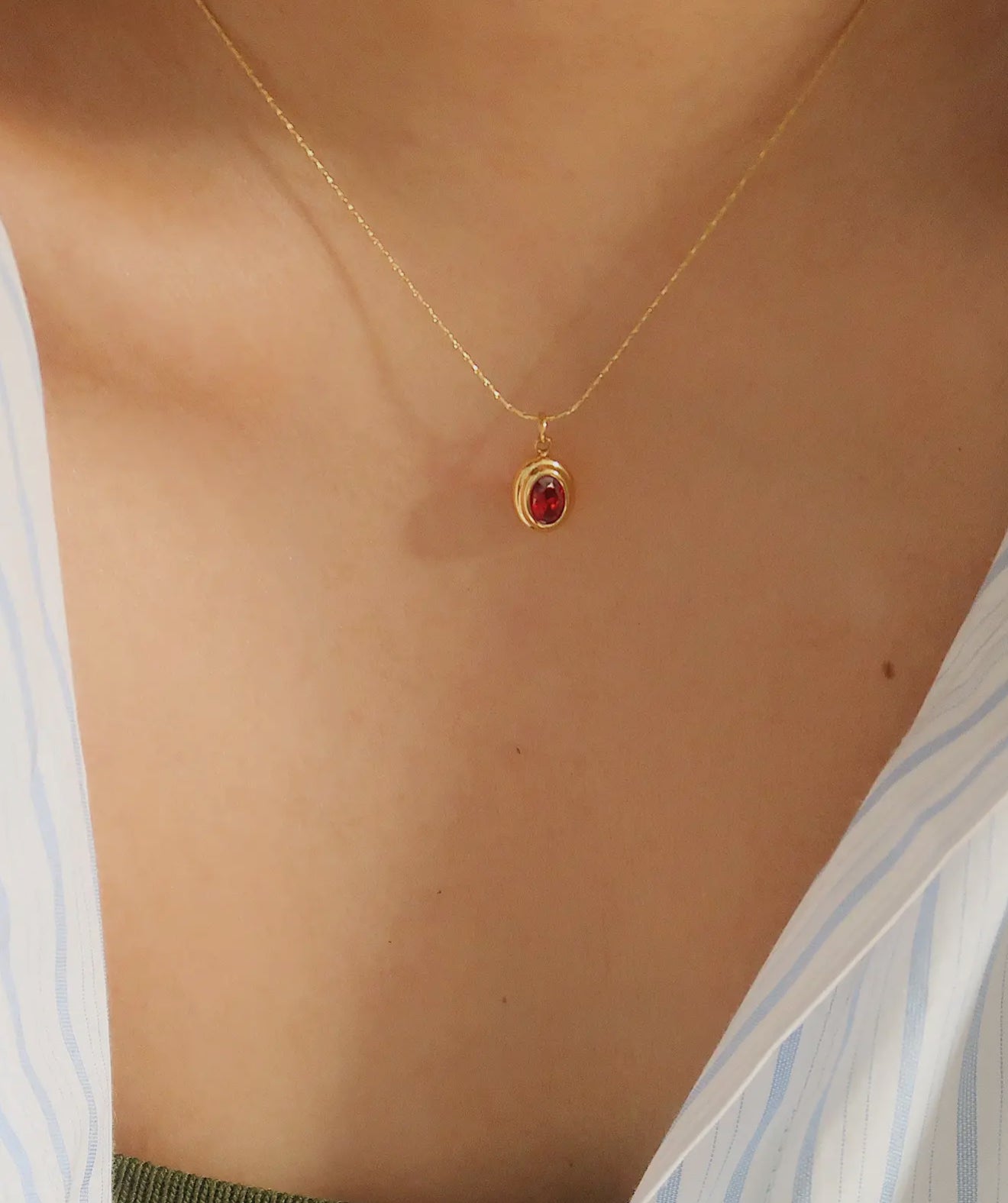 Cornelia 18K Gold Non-Tarnish Red Gemstone Necklace