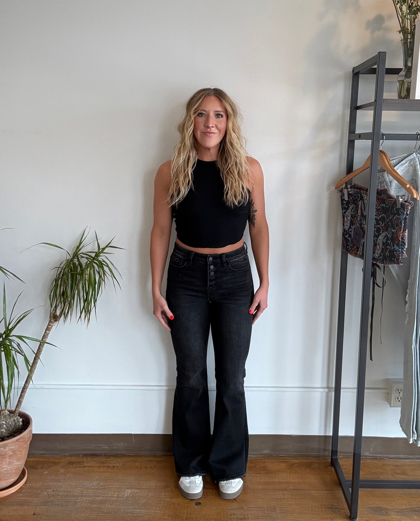 Blaze Vintage Washed Black Flares