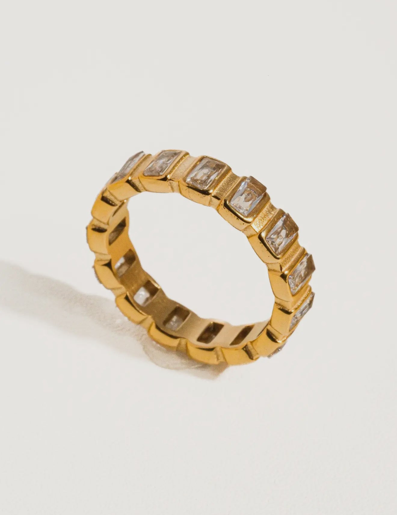 Sterling Gold Non-Tarnish Gold Rhinestone Ring