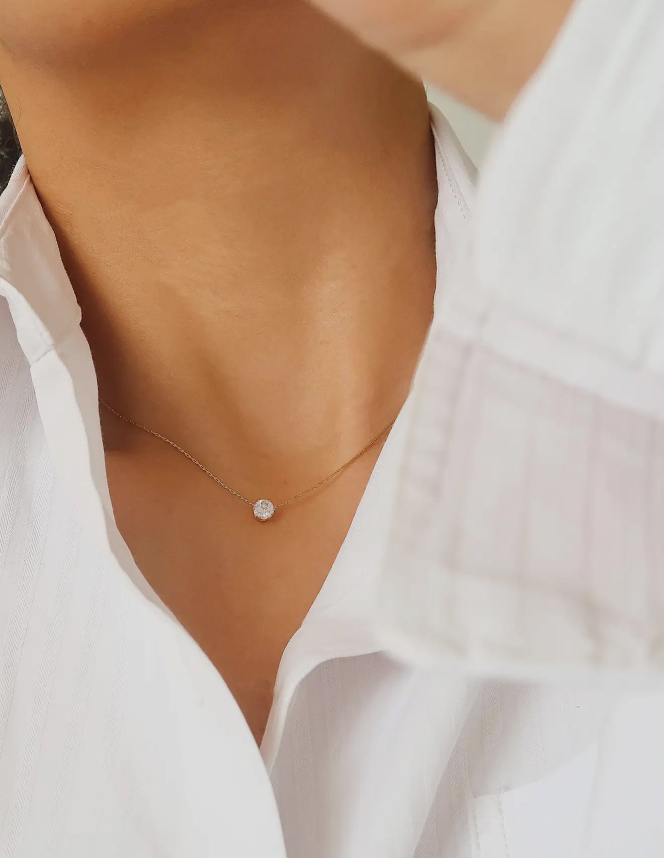 Ciara 18K Non-Tarnish Petite Round Cz Necklace