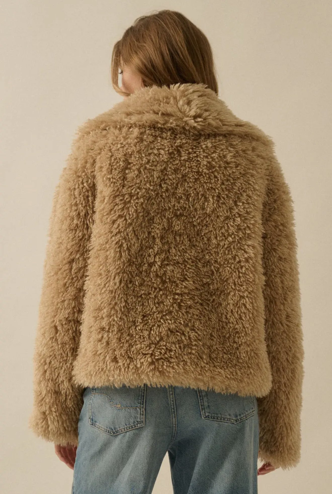 Faux Fur Shawl-Collar Jacket