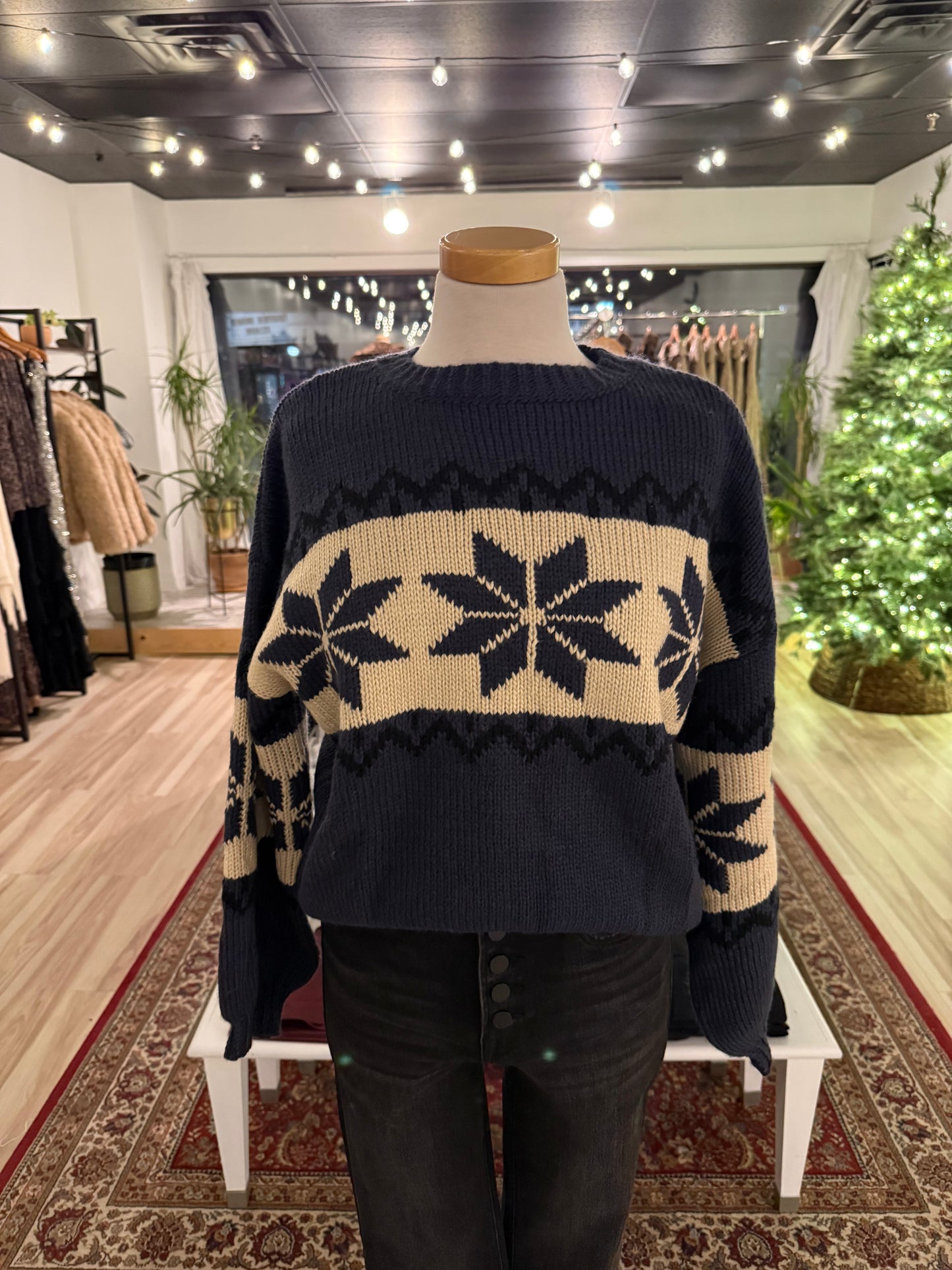 Navy & Beige Nordic Sweater