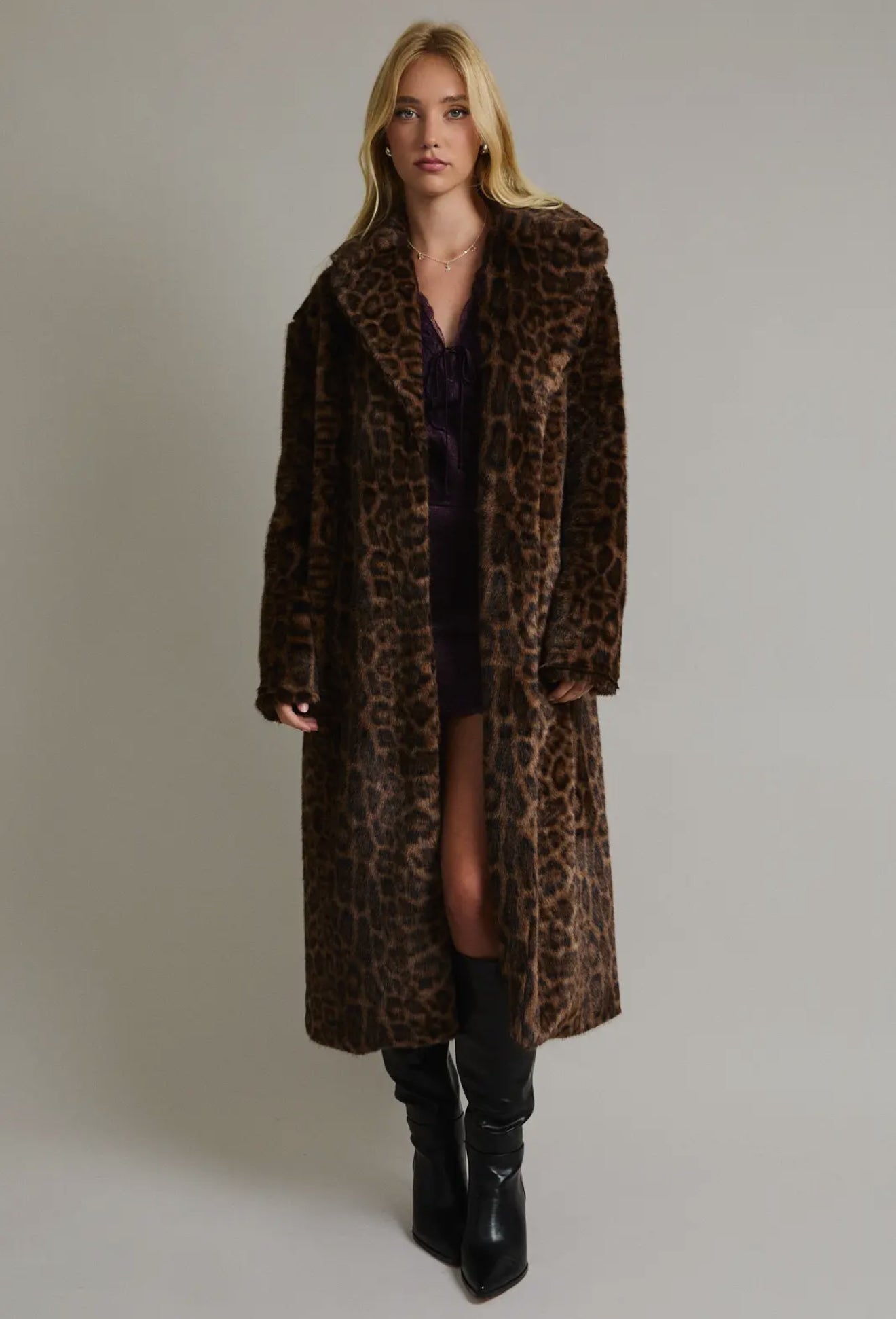 Leopard Faux Fur Long Coat
