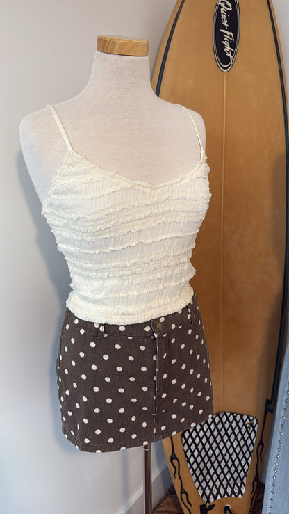 Brown Denim Polka Dot Skort