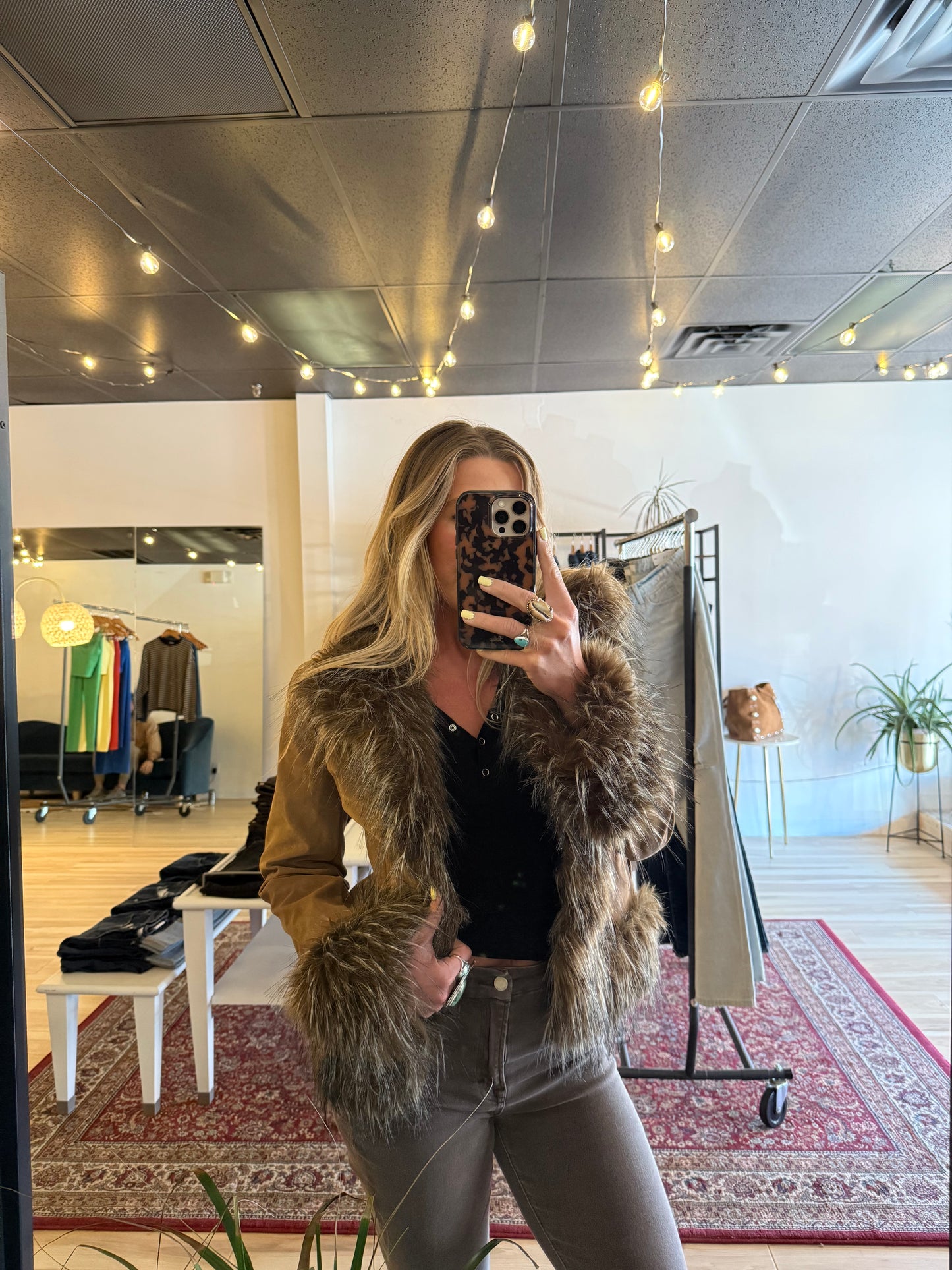 Suede Faux Fur Jacket