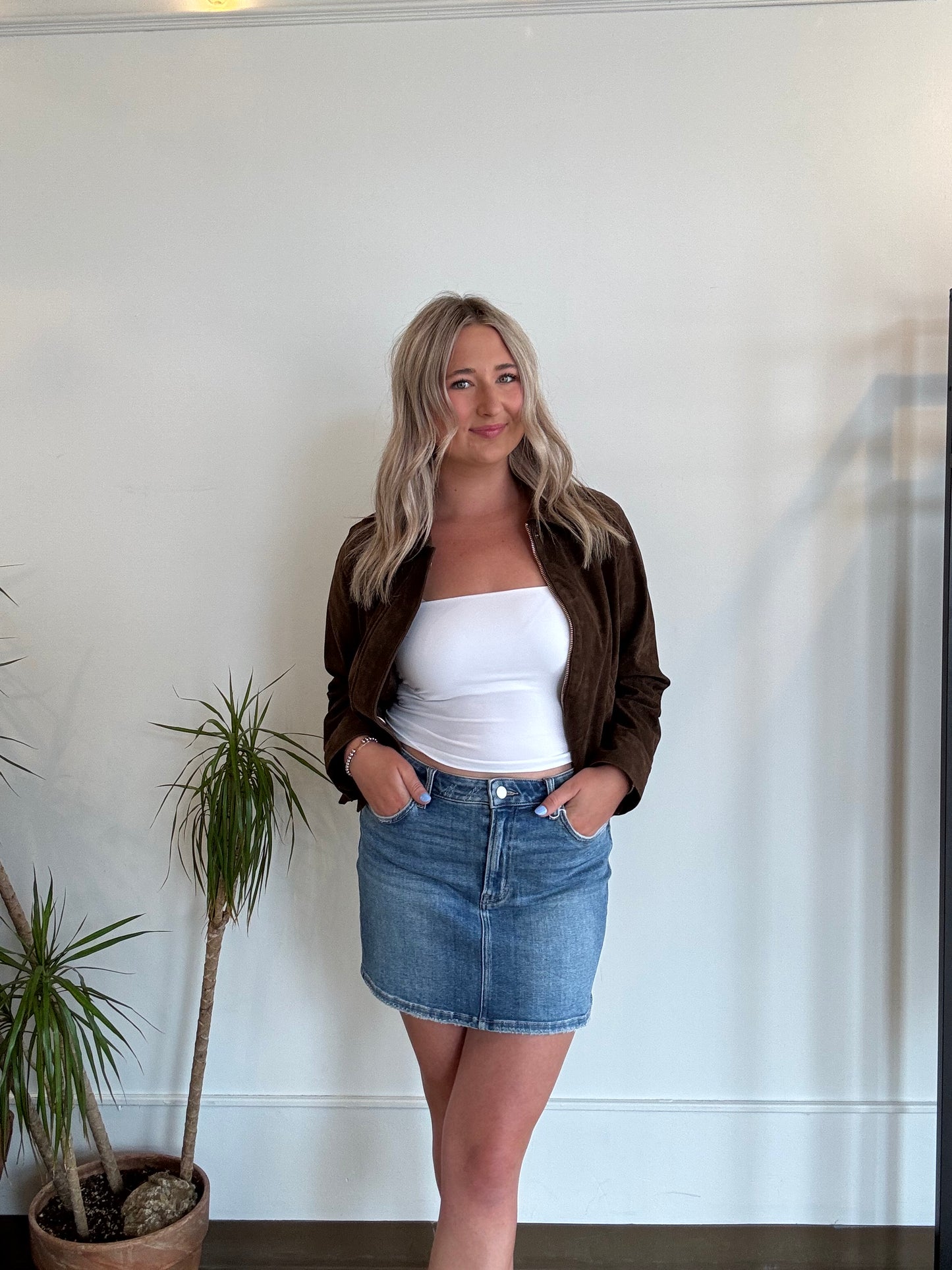 Chocolate Faux Suede Jacket