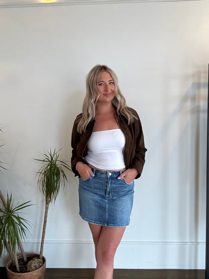 Chocolate Faux Suede Jacket