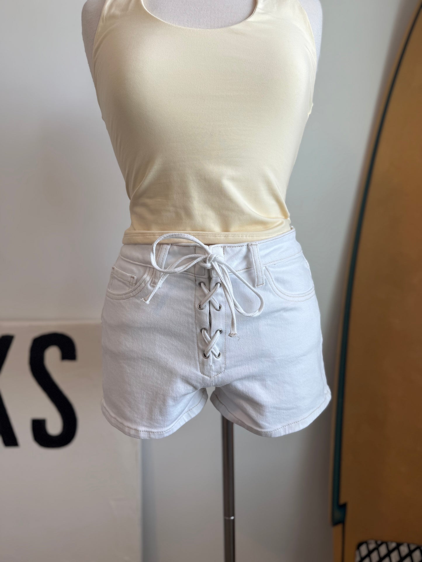 Lace Up Denim Micro Short