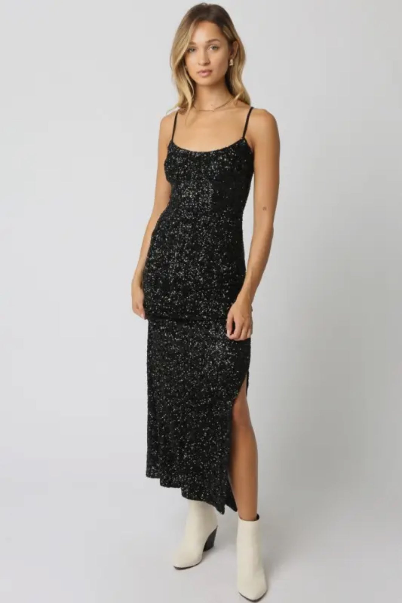 Fiona Black Sequin Maxi Dress