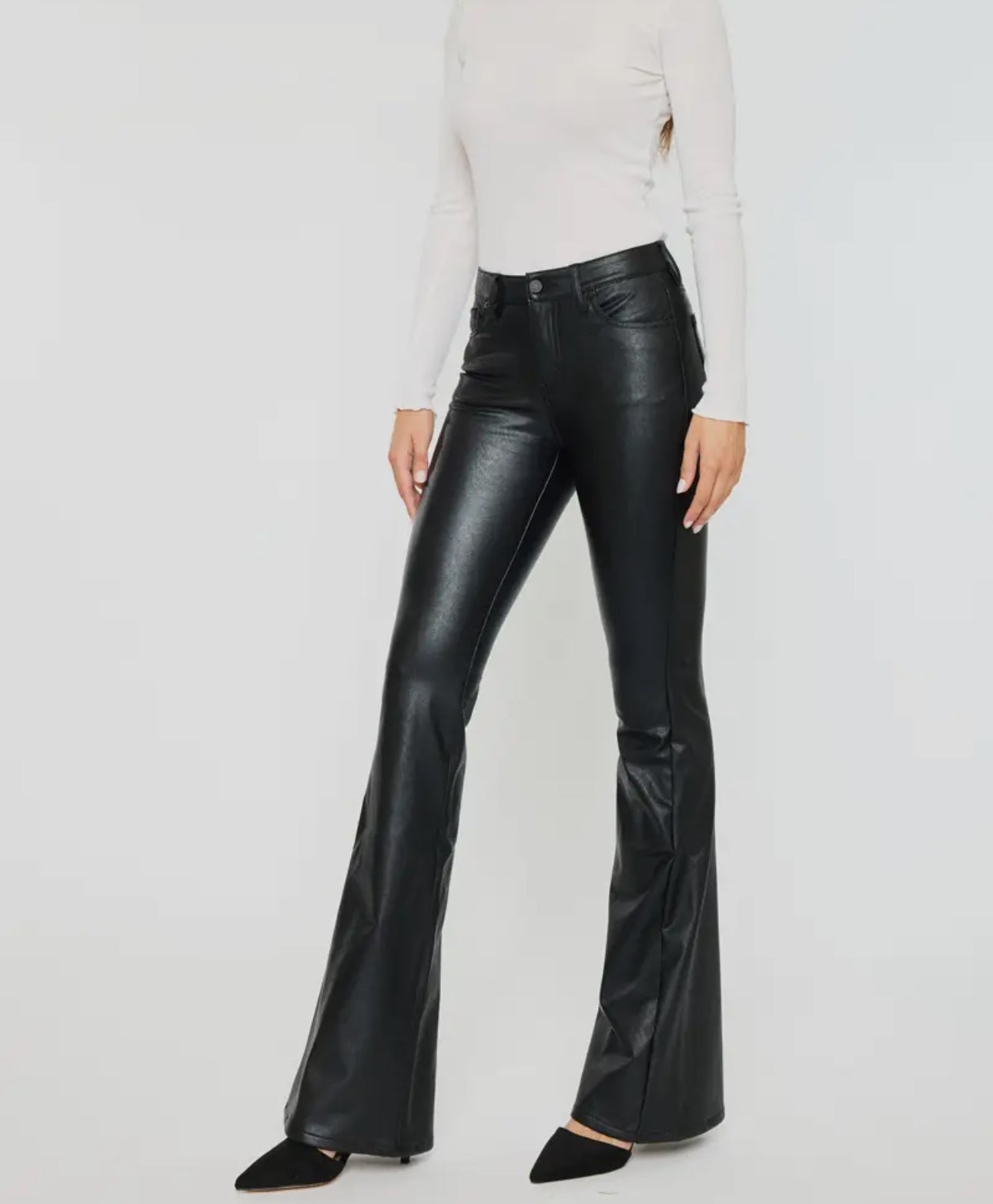 Vegan Leather Black Flare