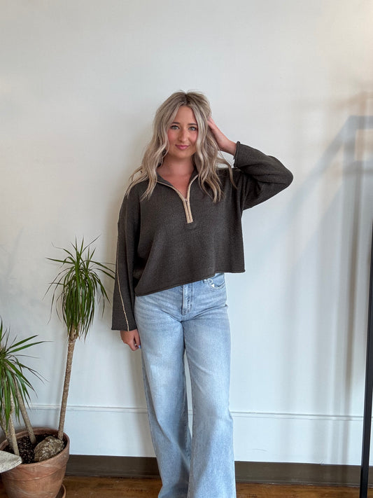 Newport Textured Knit Half-Zip Sweater