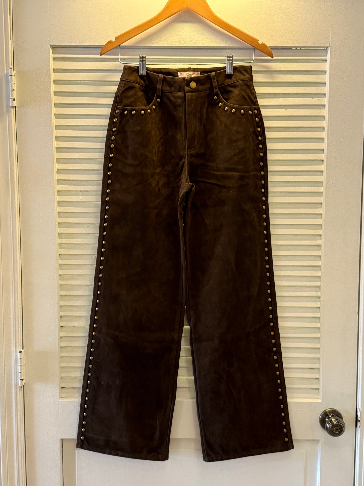 Studded Suede Wide Leg Pant