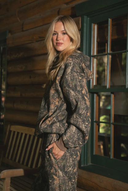Dark Woodland Camo Fleece Classic Oversized Hoodie