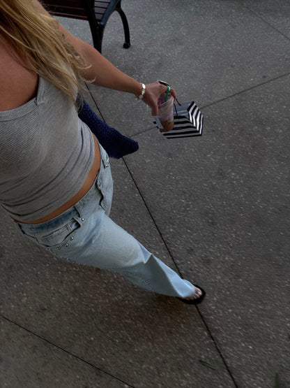 Low Rise Studded Baggy Jean