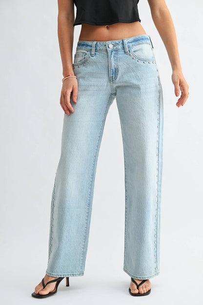 Low Rise Studded Baggy Jean