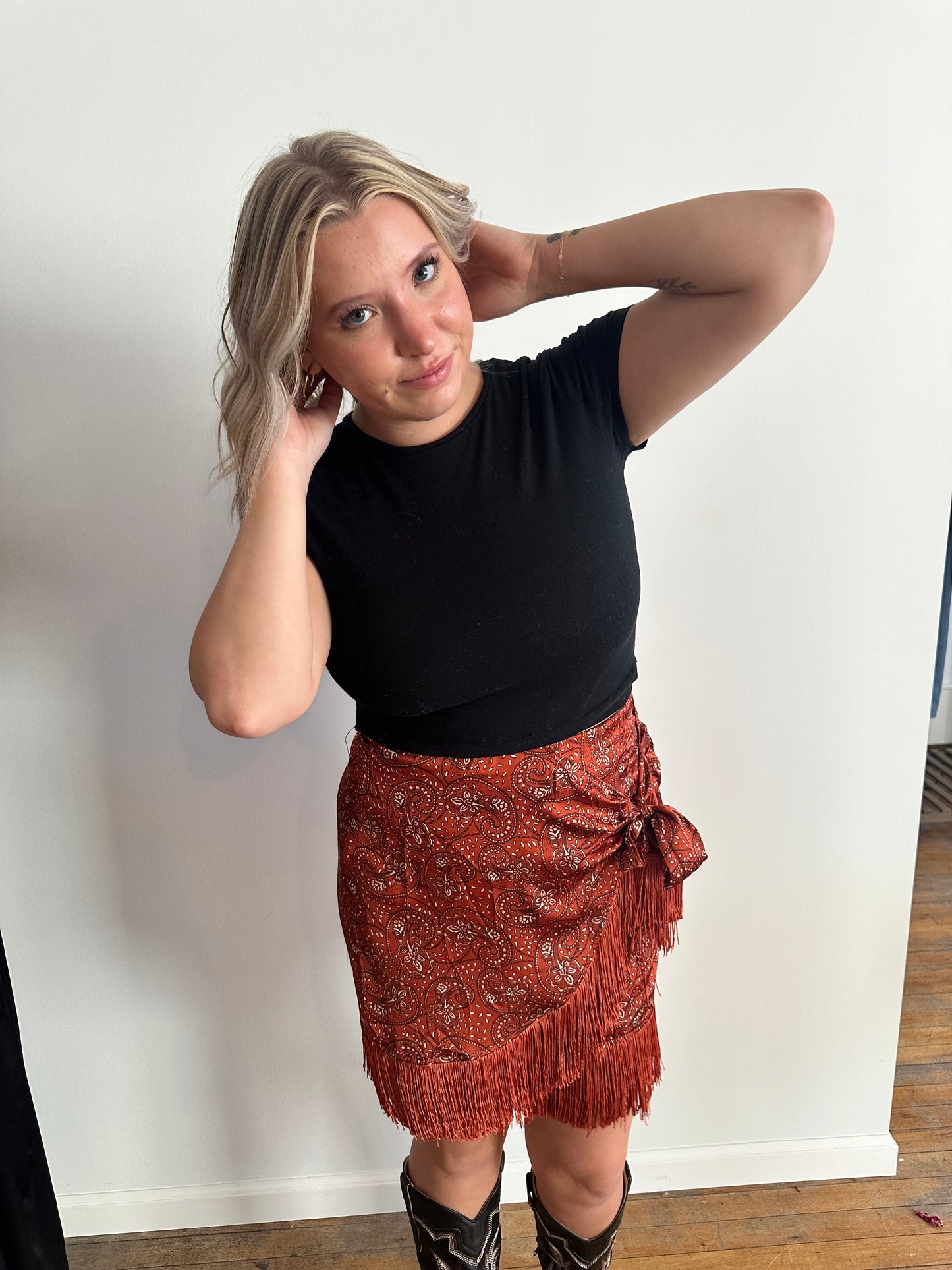 Paisley Rust Wrap Skirt