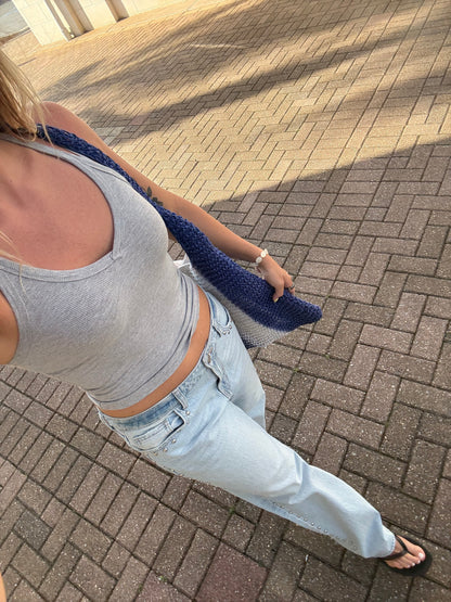 Low Rise Studded Baggy Jean