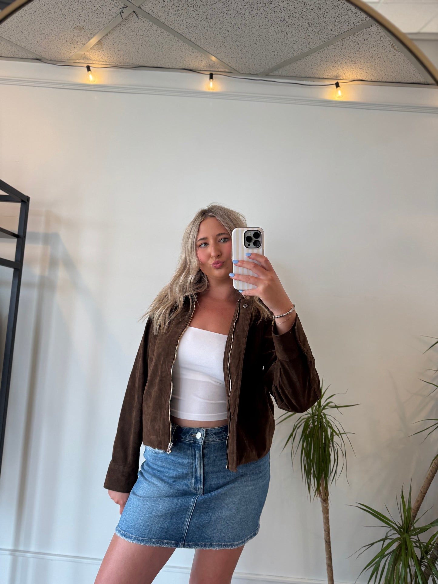 Chocolate Faux Suede Jacket