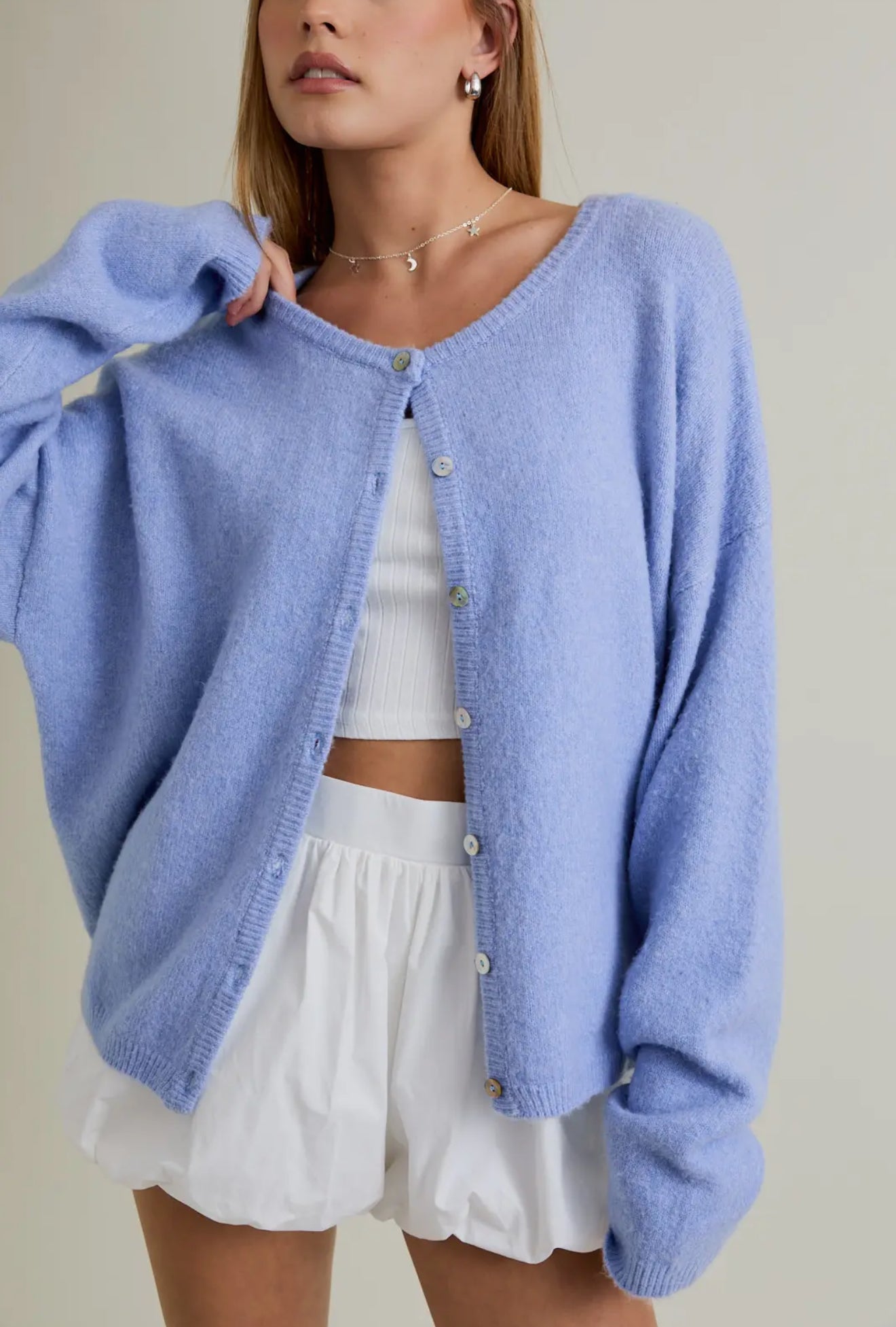 Light Blue Sweater Cardigan