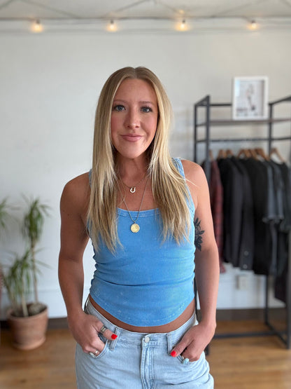 Laid Back Blue Acid Wash Tank Top