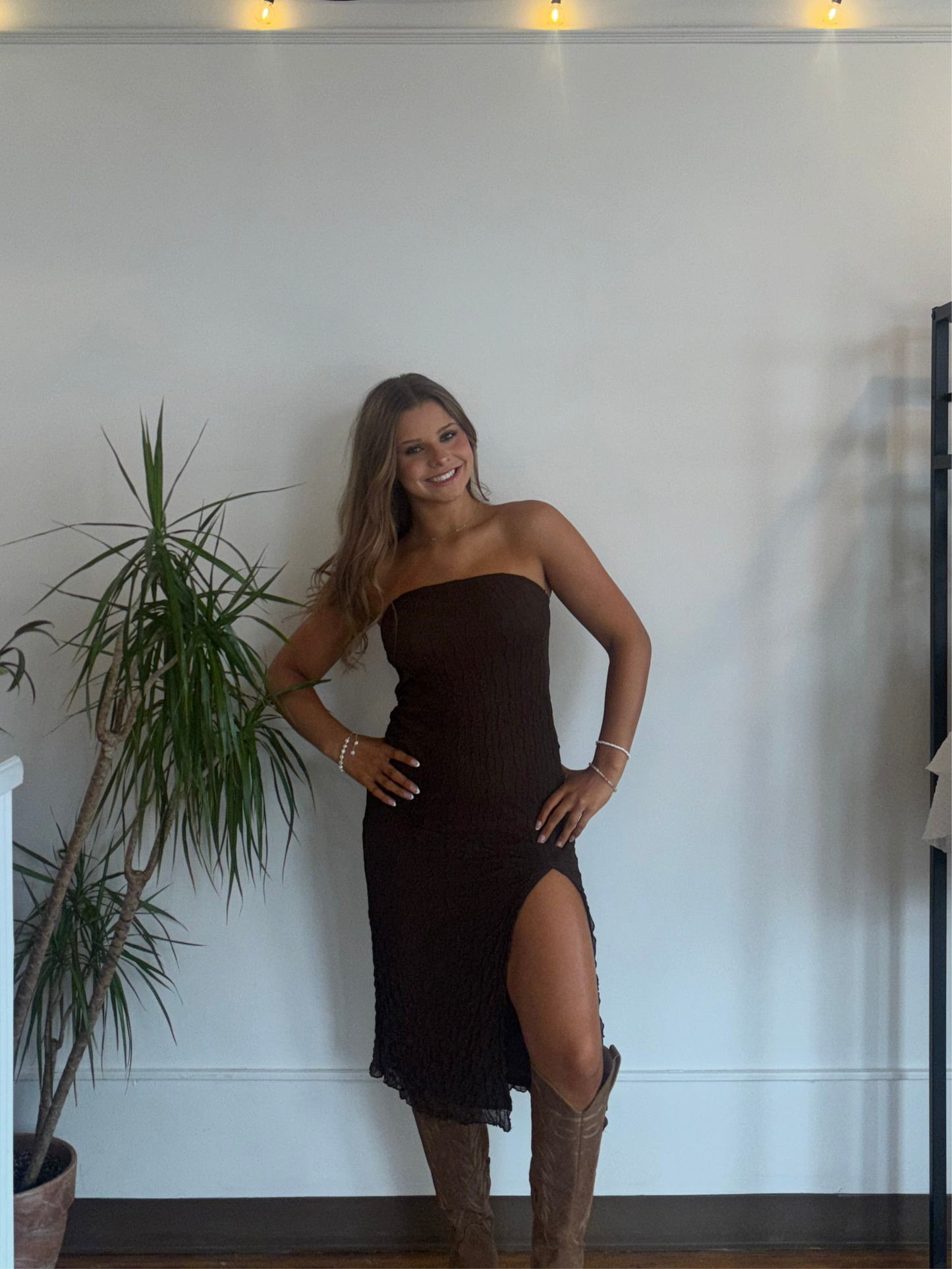 Espresso Knit Strapless Dress