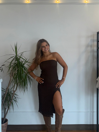 Espresso Knit Strapless Dress