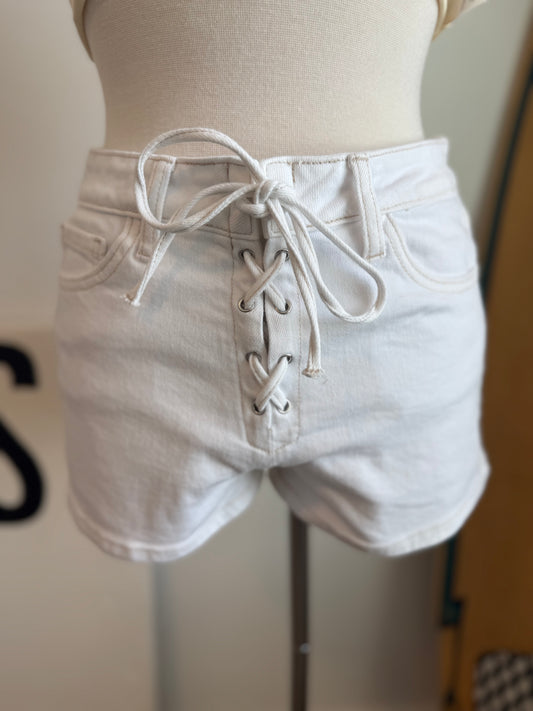 Lace Up Denim Micro Short
