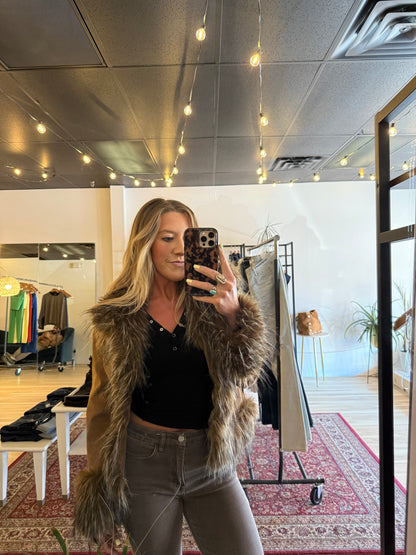 Suede Faux Fur Jacket