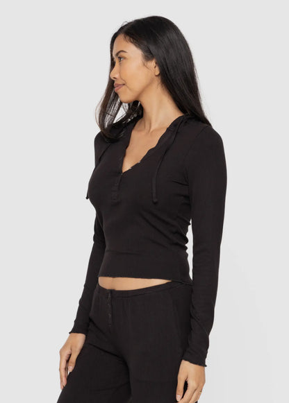 Bamboo Blend Long Sleeve Henley Hoodie