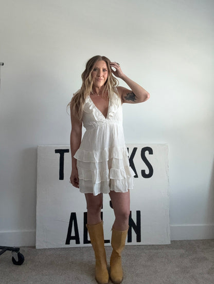Cove Ruffle Mini Dress - Cream